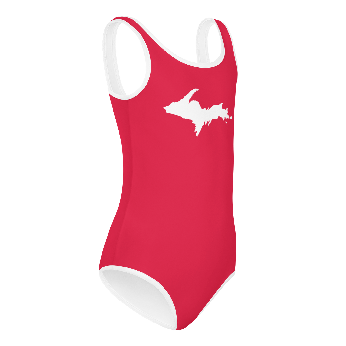 Michigan Upper Peninsula Toddler Swimsuit (w/ UP Outline) | Lighthouse Red