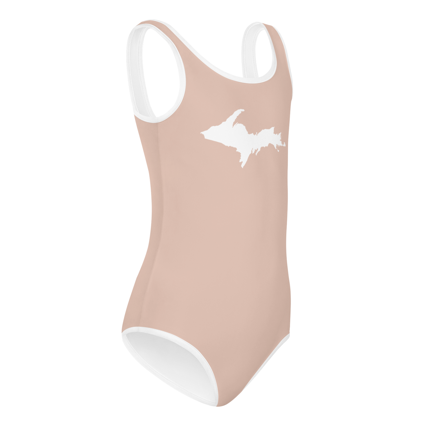 Michigan Upper Peninsula Toddler Swimsuit (w/ UP Outline) | Rose Gold