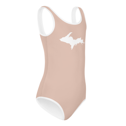 Michigan Upper Peninsula Toddler Swimsuit (w/ UP Outline) | Rose Gold