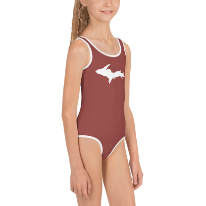 Michigan Upper Peninsula Toddler Swimsuit (w/ UP Outline) | Ore Dock Red