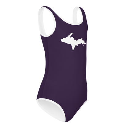 Michigan Upper Peninsula Toddler Swimsuit (w/ UP Outline) | Blackcurrant