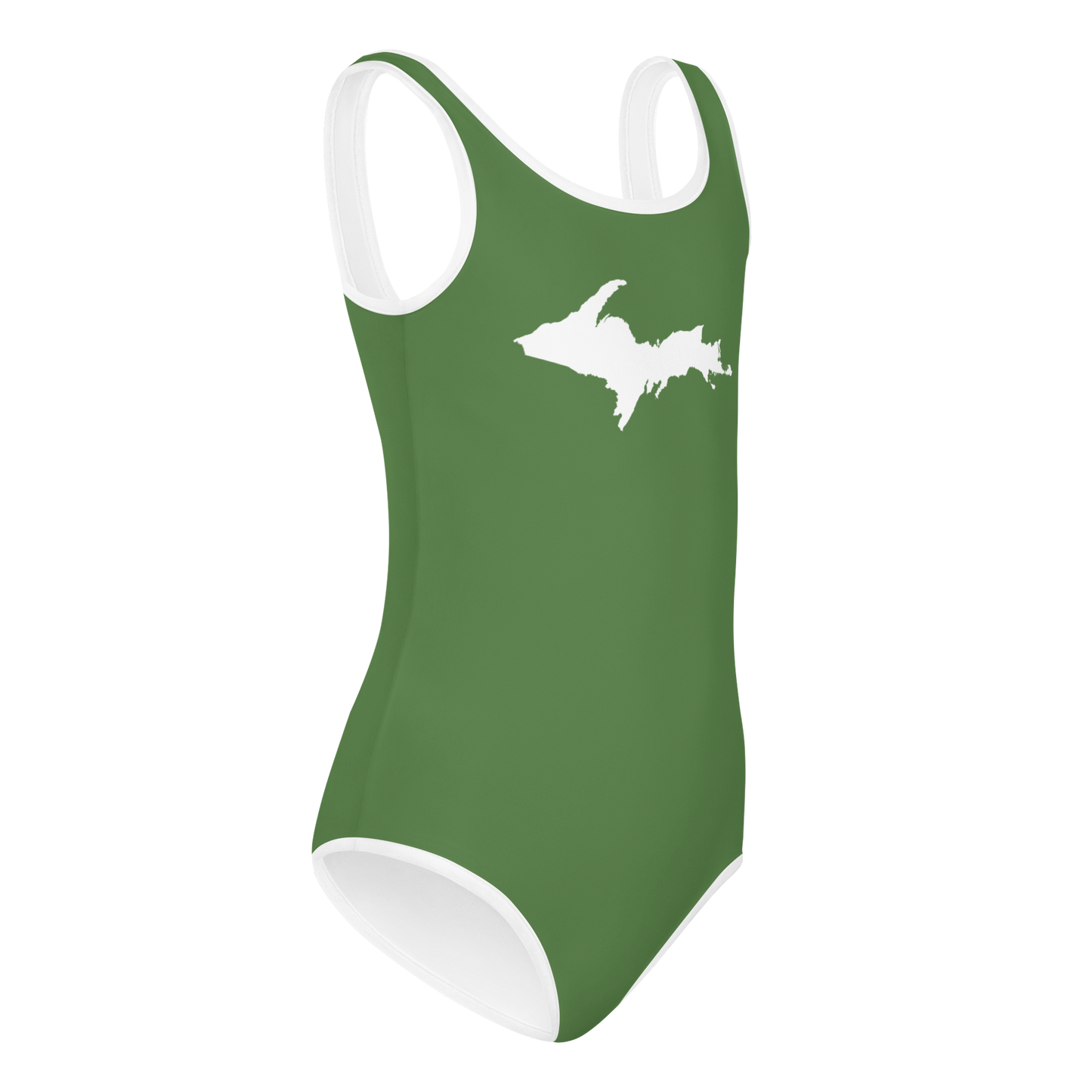 Michigan Upper Peninsula Toddler Swimsuit (w/ UP Outline) | Pine Green