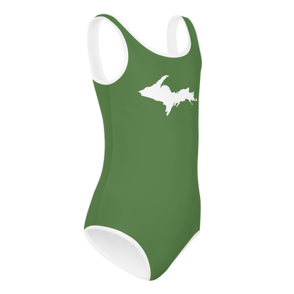 Michigan Upper Peninsula Toddler Swimsuit (w/ UP Outline) | Pine Green