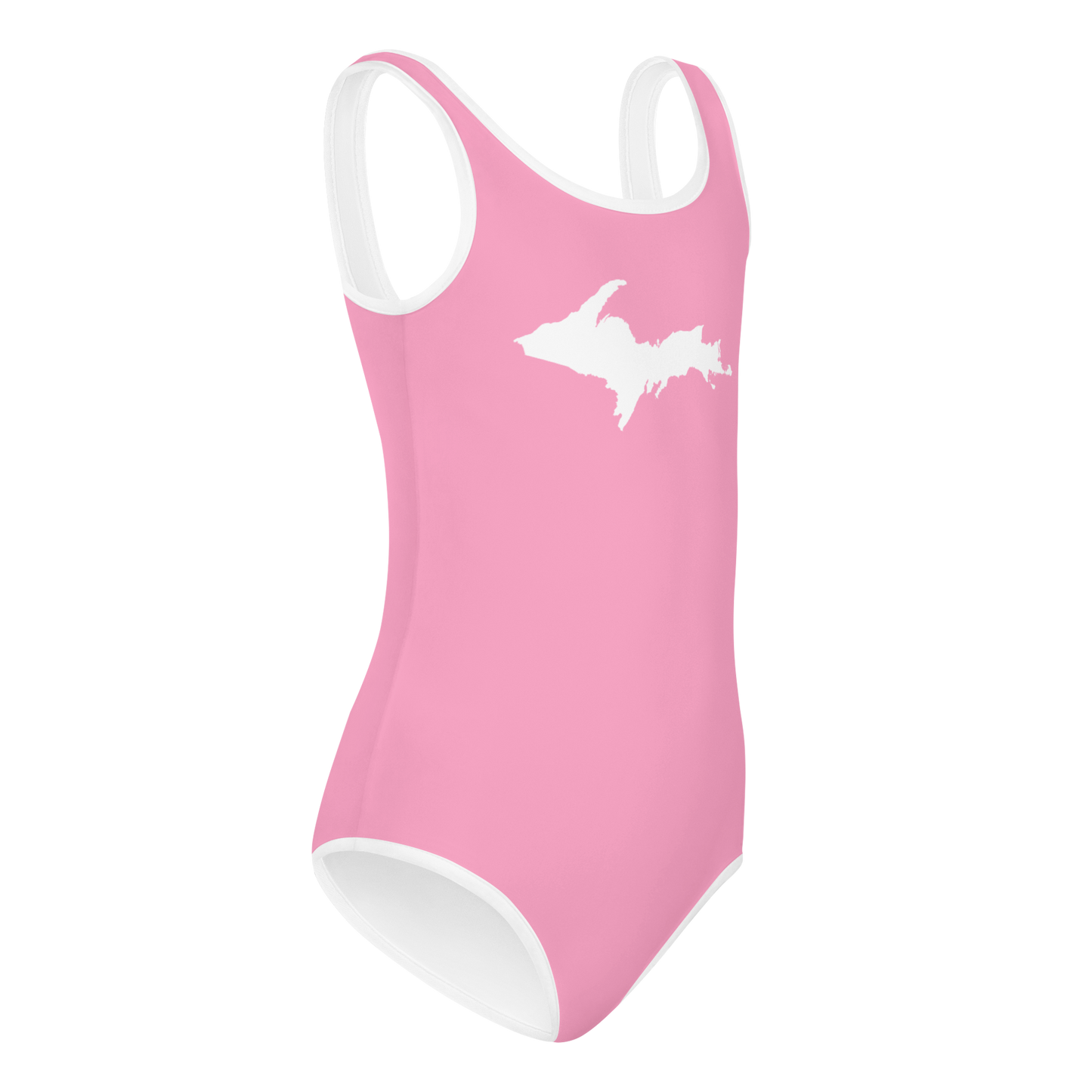 Michigan Upper Peninsula Toddler Swimsuit (w/ UP Outline) | '67 Caddie Pink