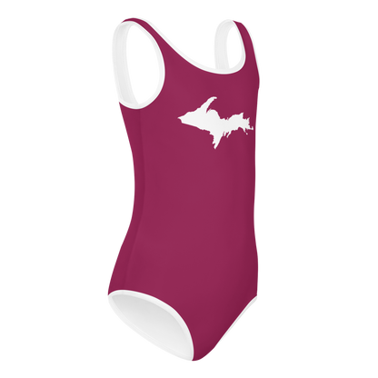 Michigan Upper Peninsula Toddler Swimsuit (w/ UP Outline) | Ruby Red