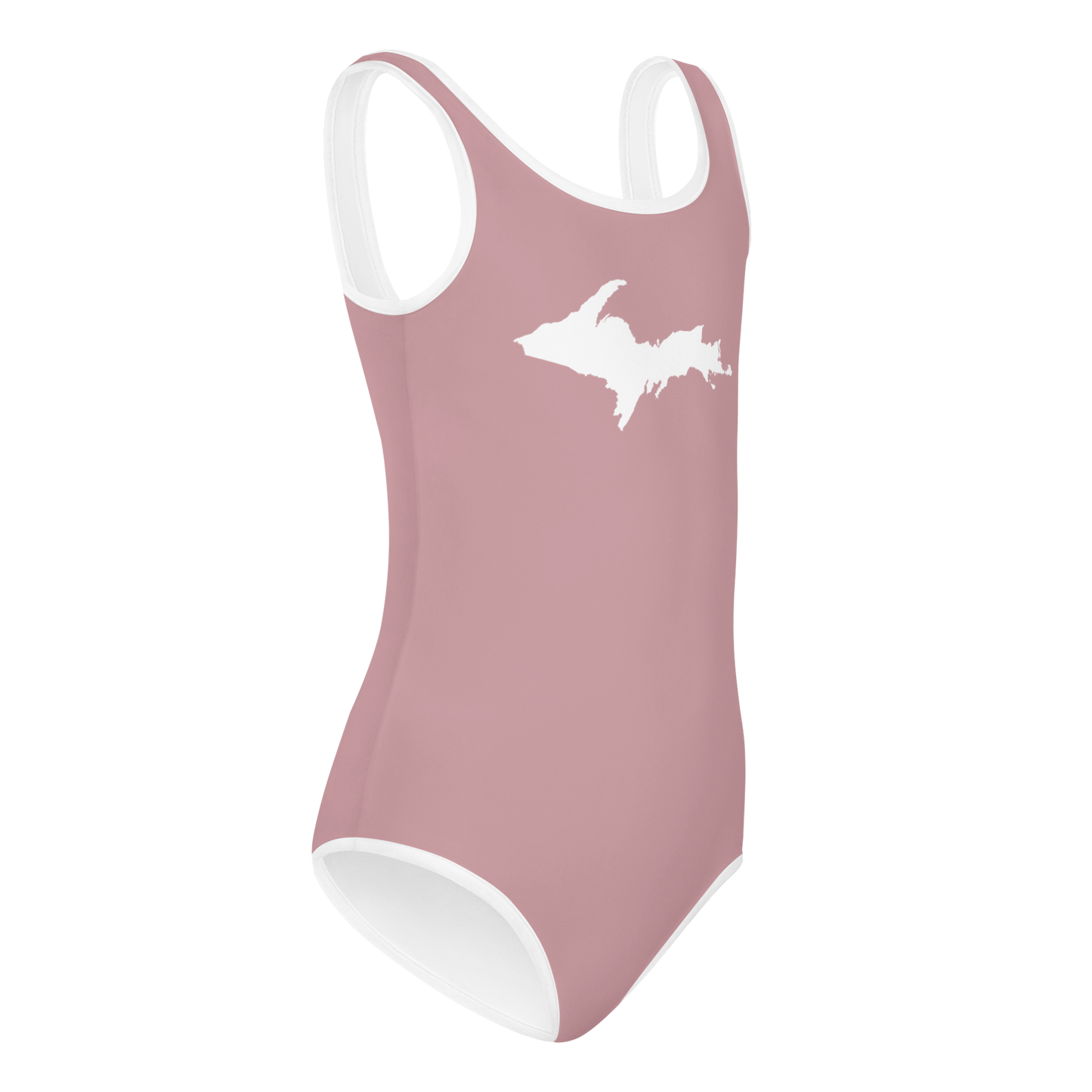 Michigan Upper Peninsula Toddler Swimsuit (w/ UP Outline) | Cherry Blossom Pink