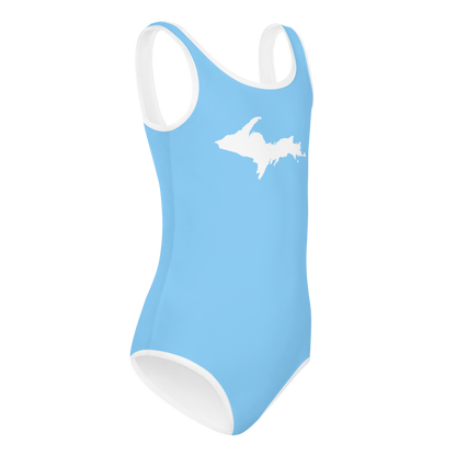 Michigan Upper Peninsula Toddler Swimsuit (w/ UP Outline) | DTW Blue