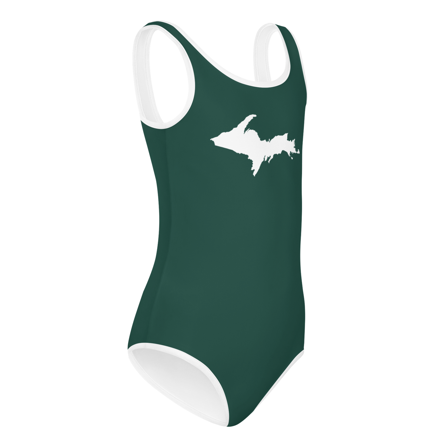 Michigan Upper Peninsula Toddler Swimsuit (w/ UP Outline) | Laconic Green