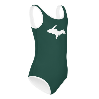 Michigan Upper Peninsula Toddler Swimsuit (w/ UP Outline) | Laconic Green