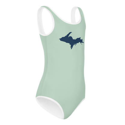 Michigan Upper Peninsula Toddler Swimsuit (w/ UP Outline) | Sea Green