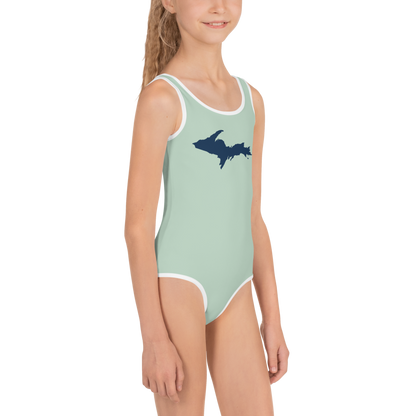 Michigan Upper Peninsula Toddler Swimsuit (w/ UP Outline) | Sea Green