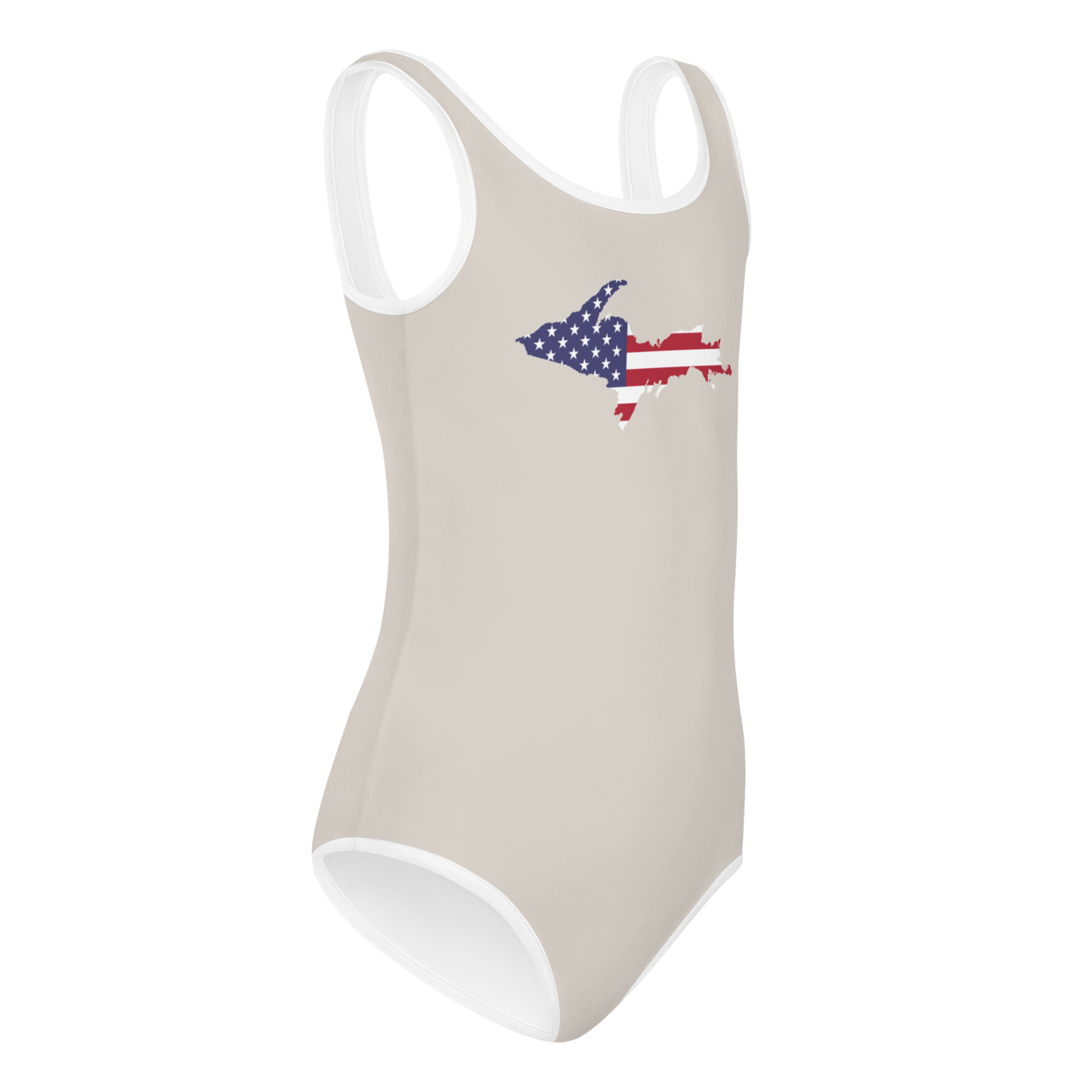 Michigan Upper Peninsula Toddler Swimsuit (w/ UP USA Flag) | Canvas Color