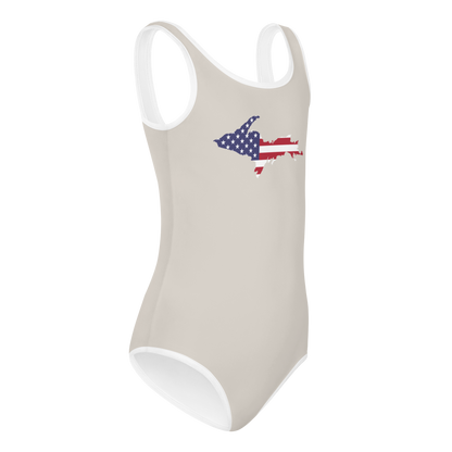 Michigan Upper Peninsula Toddler Swimsuit (w/ UP USA Flag) | Canvas Color