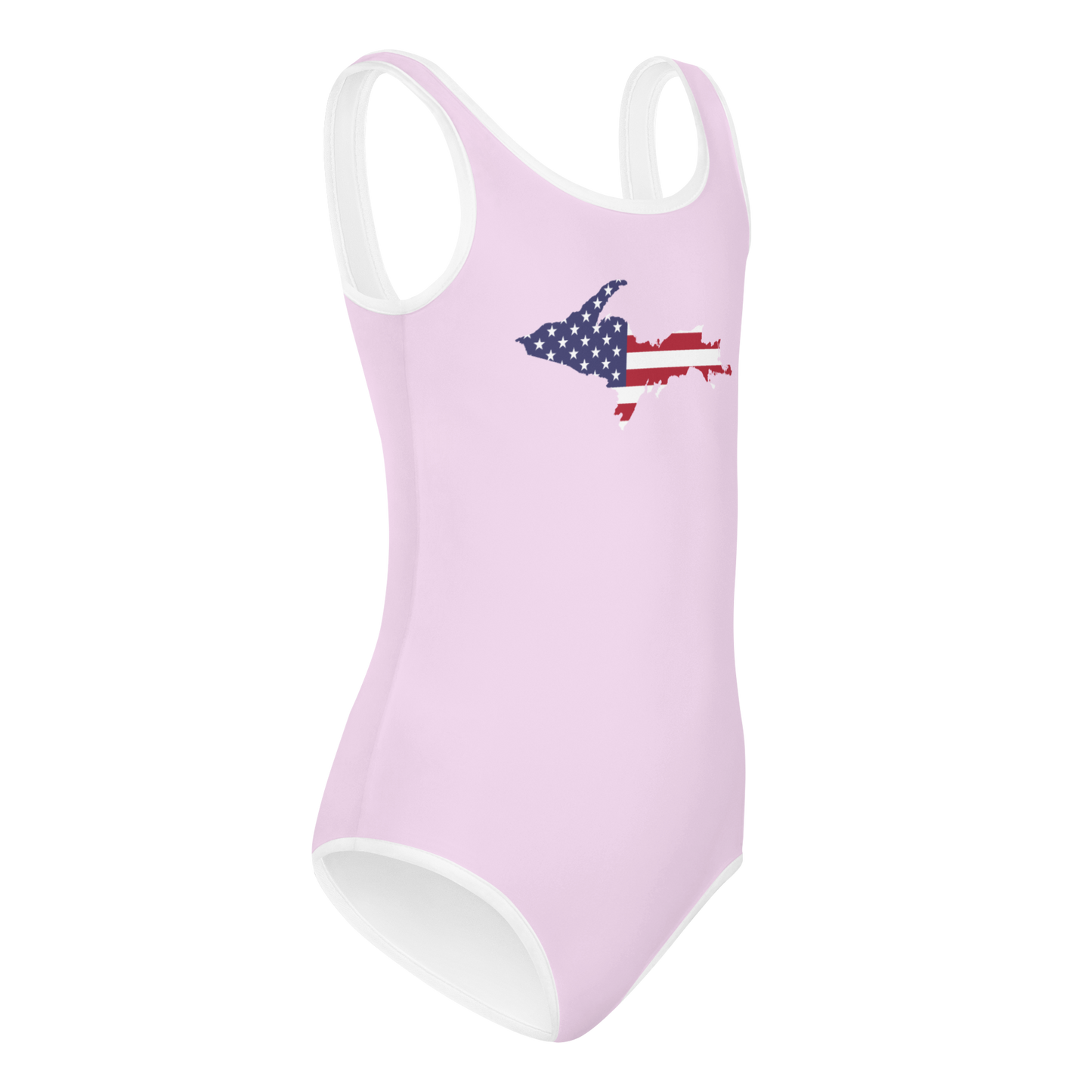 Michigan Upper Peninsula Toddler Swimsuit (w/ UP USA Flag) | Pale Lavender