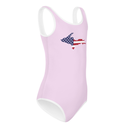 Michigan Upper Peninsula Toddler Swimsuit (w/ UP USA Flag) | Pale Lavender