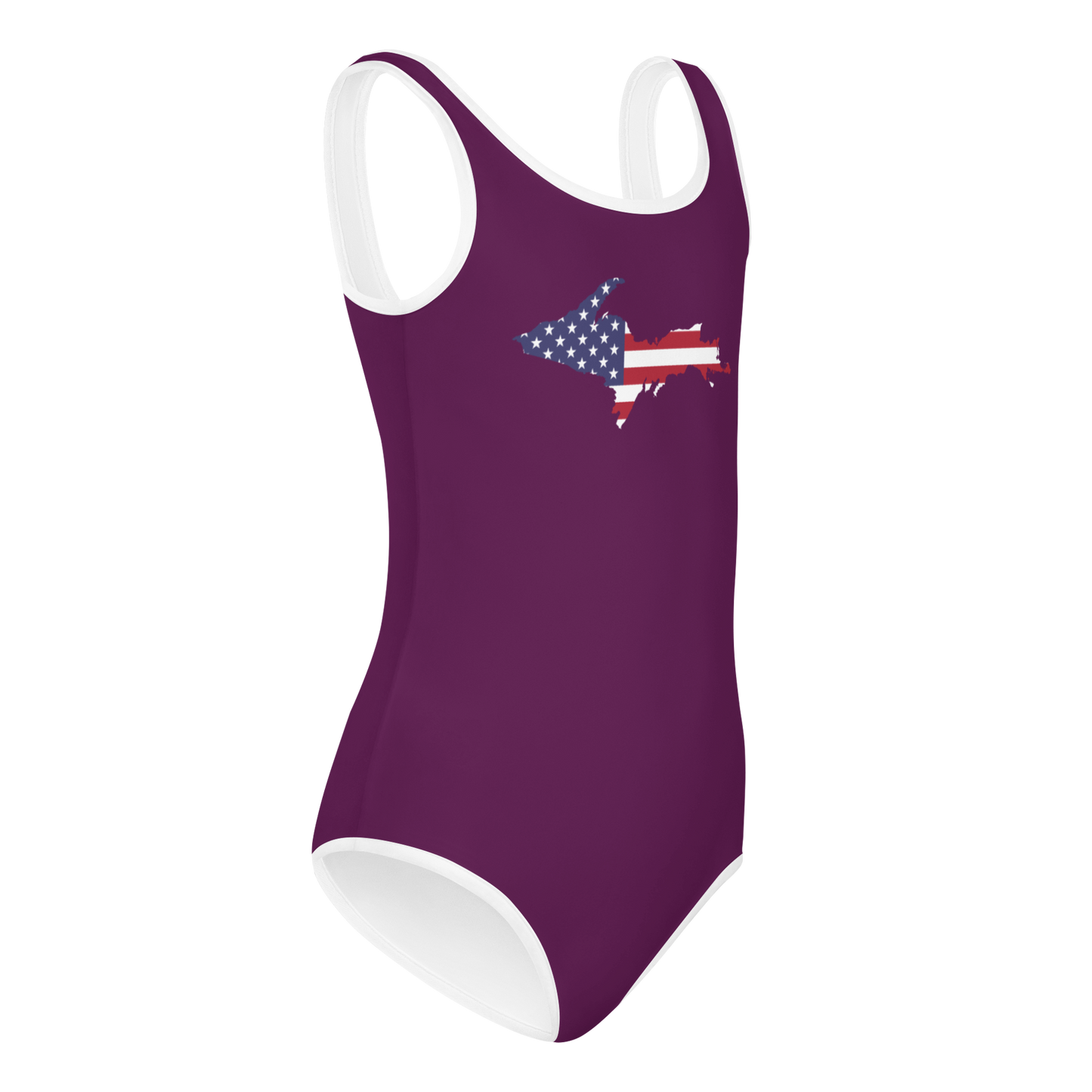 Michigan Upper Peninsula Toddler Swimsuit (w/ UP USA Flag) | Tyrian Purple