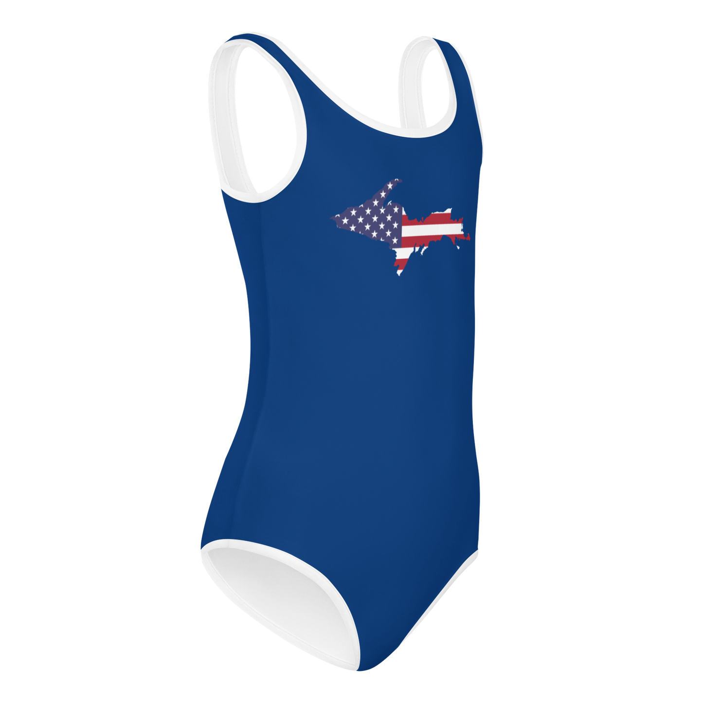 Michigan Upper Peninsula Toddler Swimsuit (w/ UP USA Flag) | Dearborn Blue