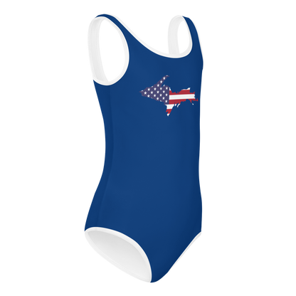 Michigan Upper Peninsula Toddler Swimsuit (w/ UP USA Flag) | Dearborn Blue