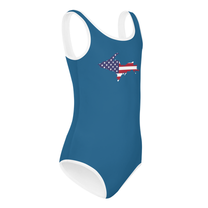 Michigan Upper Peninsula Toddler Swimsuit (w/ UP USA Flag) | Blueberry