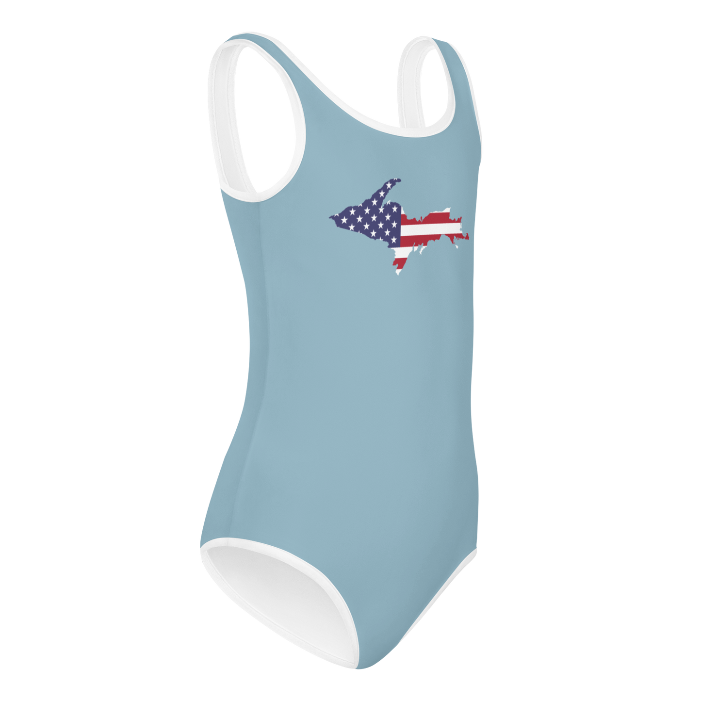 Michigan Upper Peninsula Toddler Swimsuit (w/ UP USA Flag) | Opal Blue