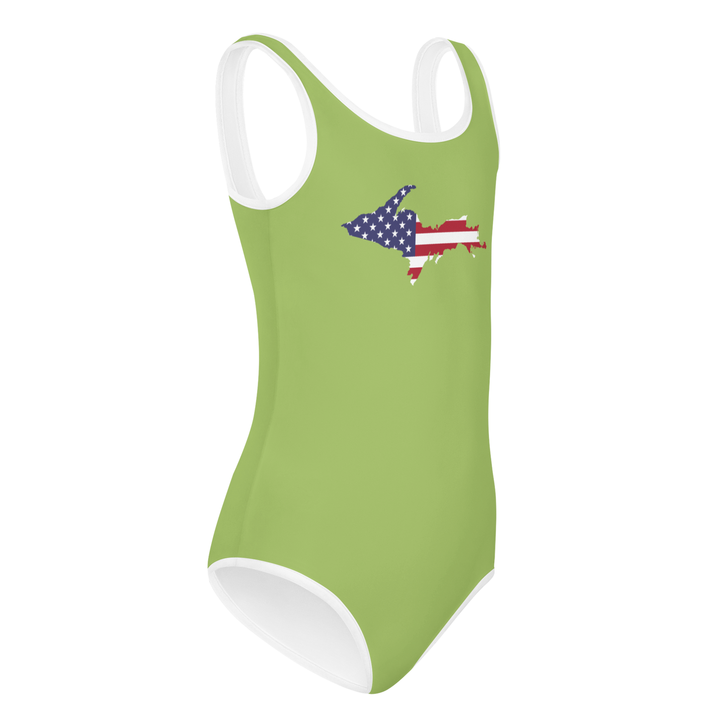 Michigan Upper Peninsula Toddler Swimsuit (w/ UP USA Flag) | Gooseberry Green