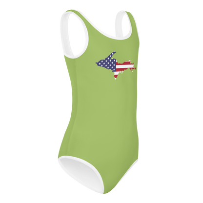 Michigan Upper Peninsula Toddler Swimsuit (w/ UP USA Flag) | Gooseberry Green