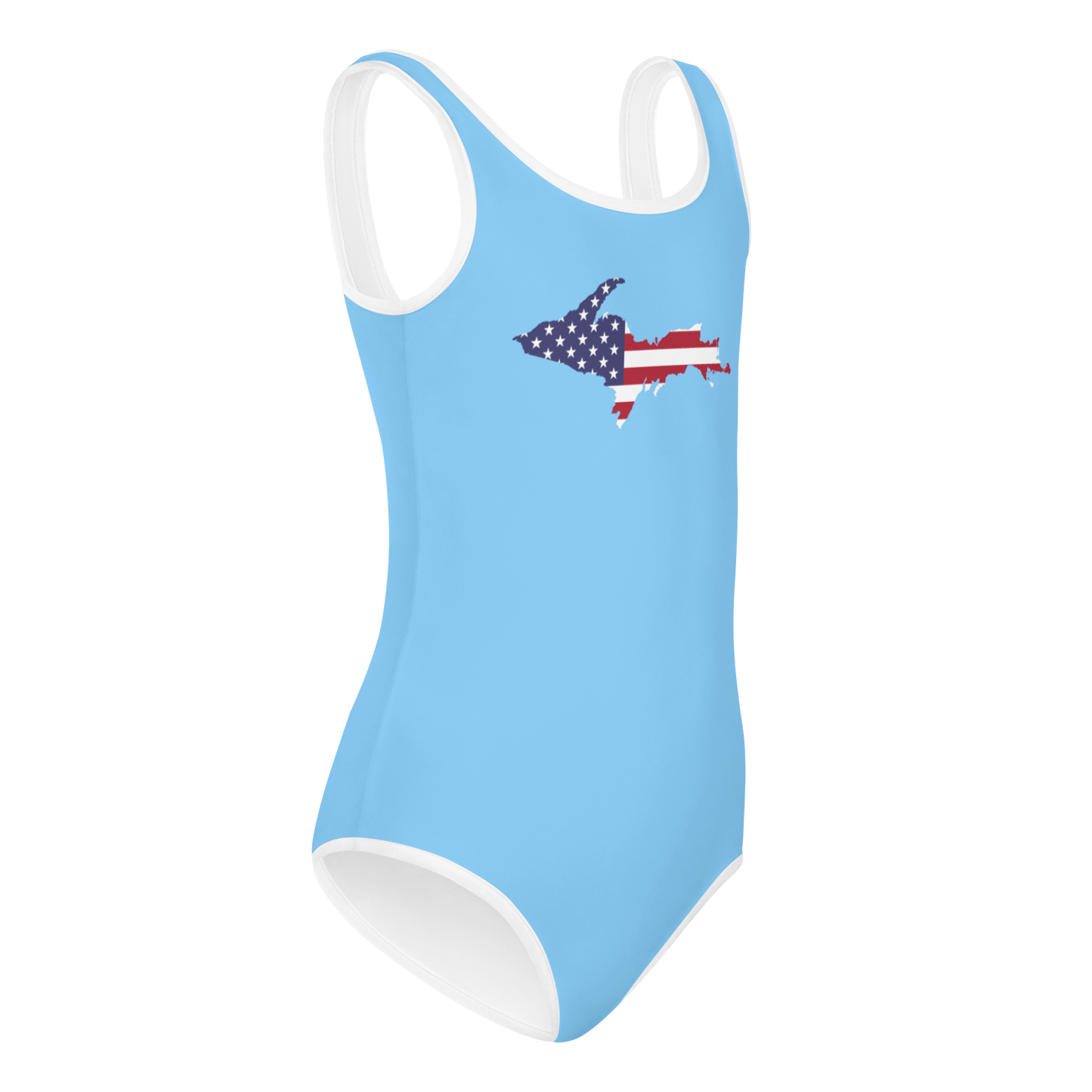 Michigan Upper Peninsula Toddler Swimsuit (w/ UP USA Flag) | DTW Blue