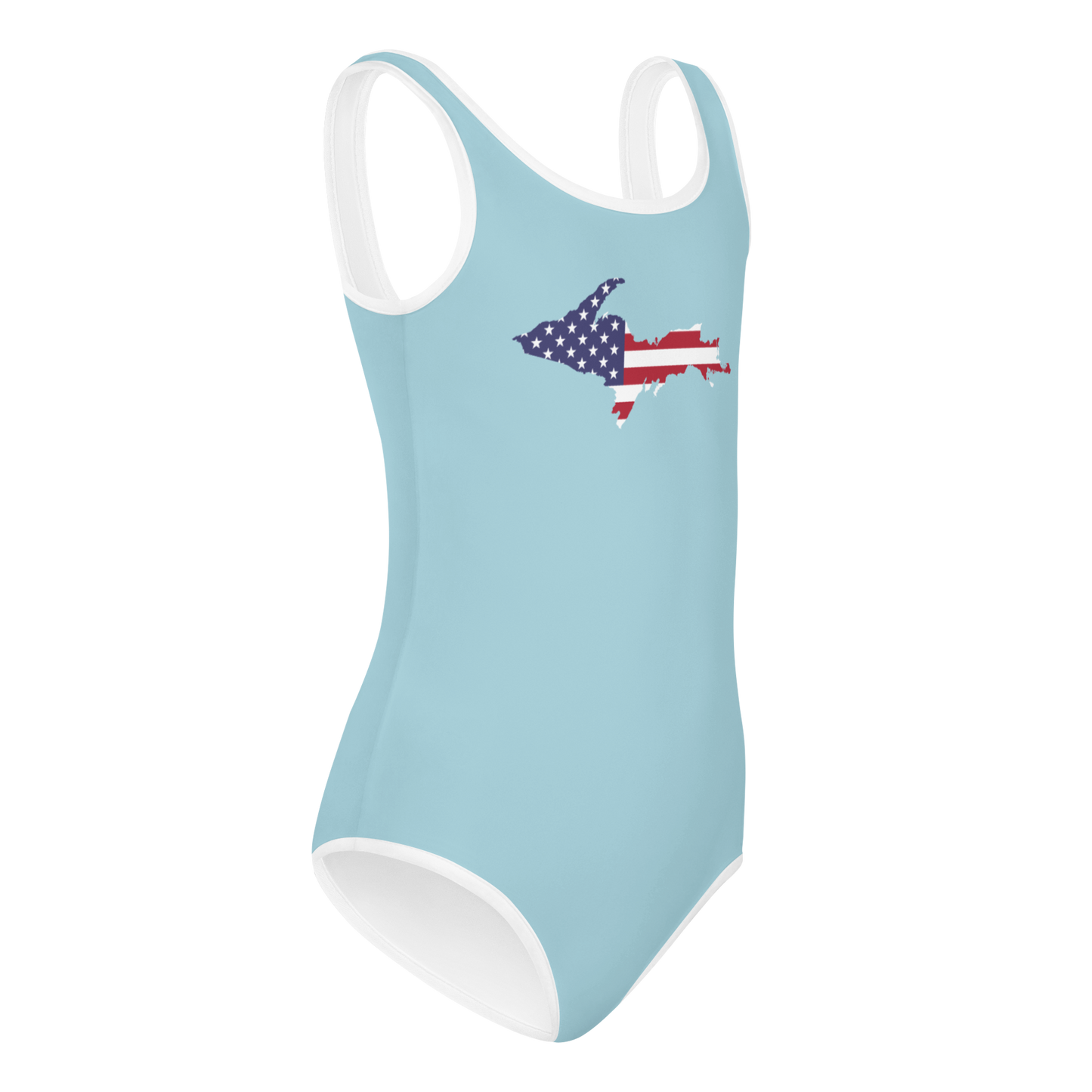 Michigan Upper Peninsula Toddler Swimsuit (w/ UP USA Flag) | '58 Caddie Blue