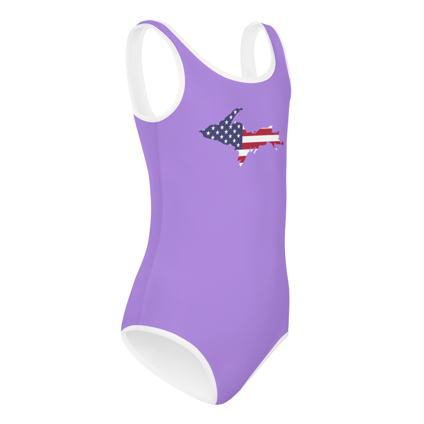 Michigan Upper Peninsula Toddler Swimsuit (w/ UP USA Flag) | Lavender