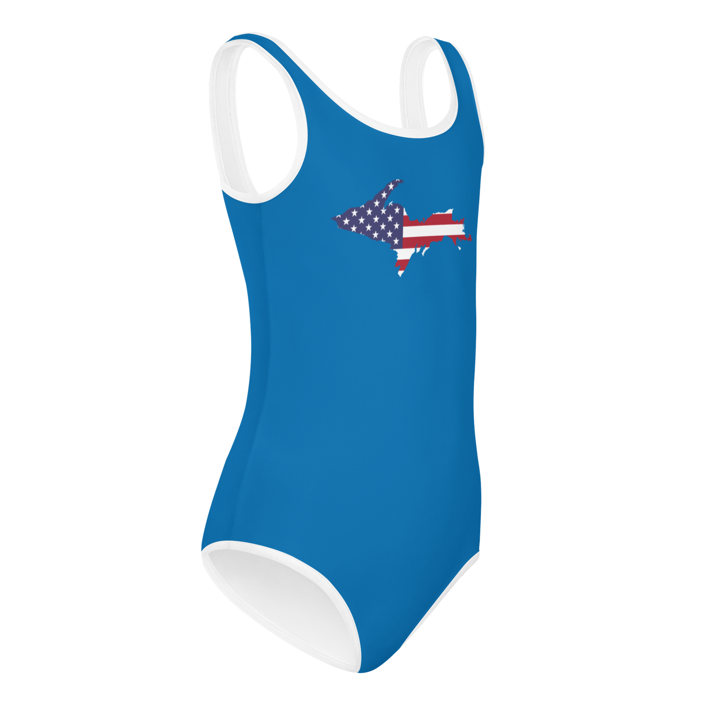 Michigan Upper Peninsula Toddler Swimsuit (w/ UP USA Flag) | Azure