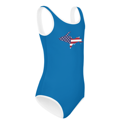 Michigan Upper Peninsula Toddler Swimsuit (w/ UP USA Flag) | Azure