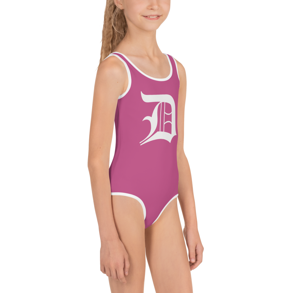 Detroit 'Old French D' Toddler Swimsuit | Apple Blossom Pink