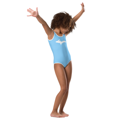 Michigan Upper Peninsula Toddler Swimsuit (w/ UP Outline) | DTW Blue