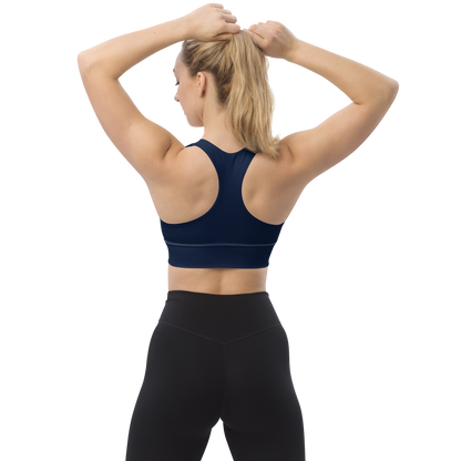 Michigan Upper Peninsula Longline Sports Bra (w/ UP USA Flag Outline) | Navy