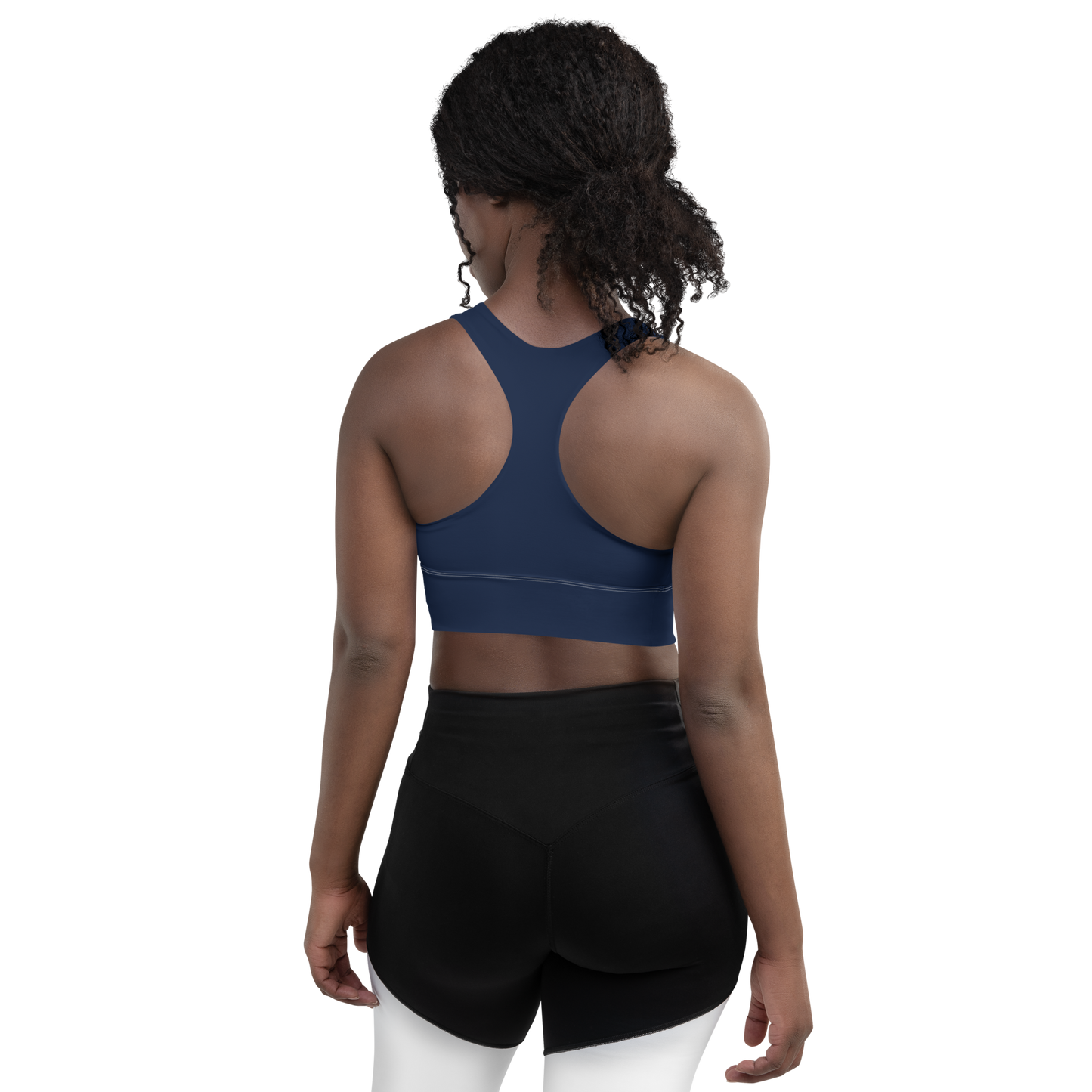 Michigan Upper Peninsula Longline Sports Bra (w/ UP USA Flag Outline) | Navy