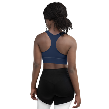 Michigan Upper Peninsula Longline Sports Bra (w/ UP USA Flag Outline) | Navy