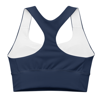 Michigan Upper Peninsula Longline Sports Bra (w/ UP USA Flag Outline) | Navy