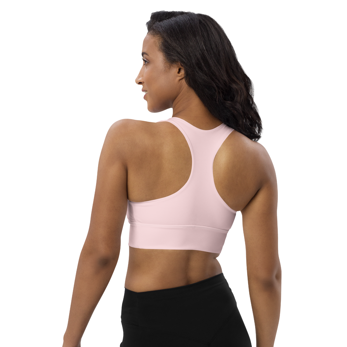 Michigan Upper Peninsula Longline Sports Bra (w/ UP USA Flag) | Pale Pink