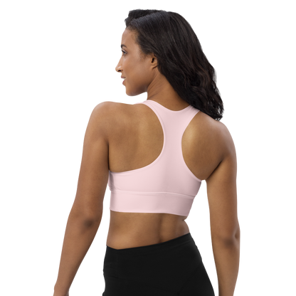 Michigan Upper Peninsula Longline Sports Bra (w/ UP USA Flag) | Pale Pink