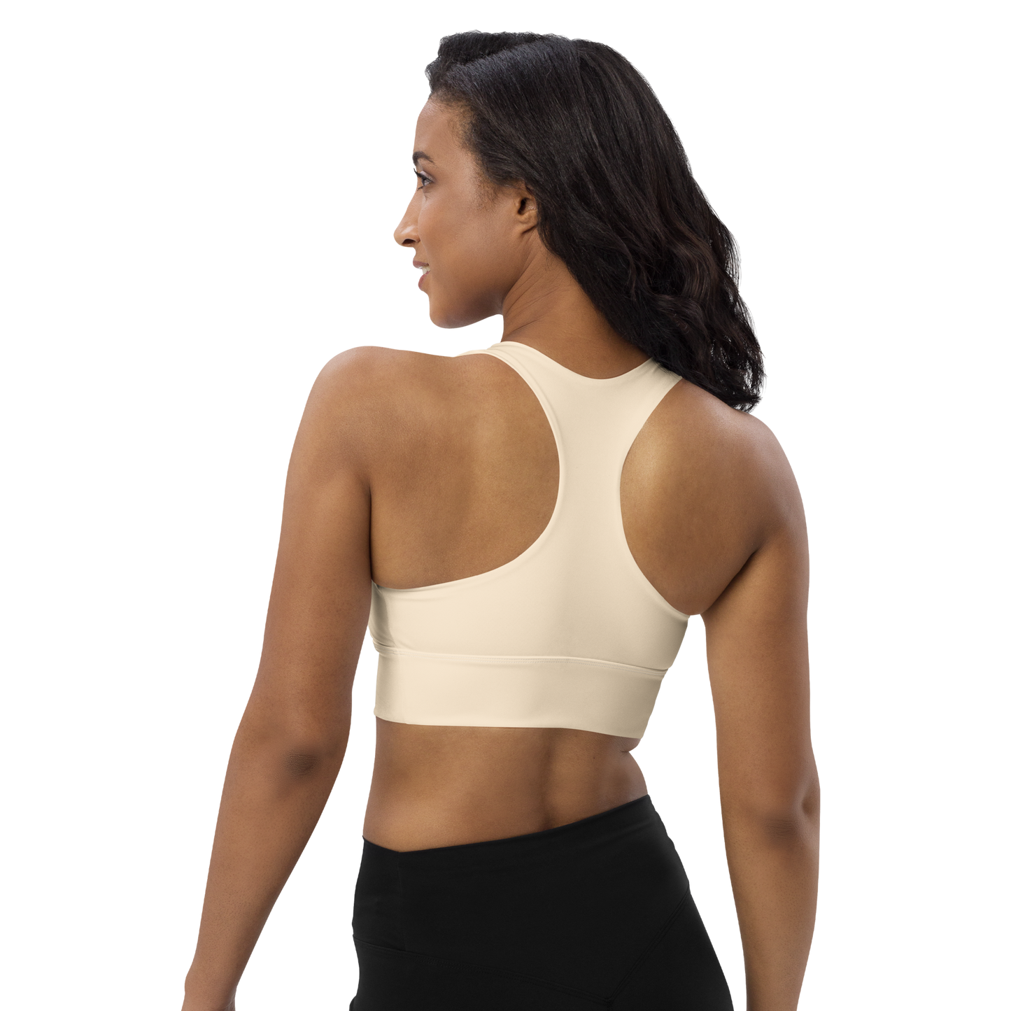 Michigan Upper Peninsula Longline Sports Bra (w/ UP USA Flag) | Champagne White