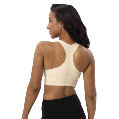 Michigan Upper Peninsula Longline Sports Bra (w/ UP USA Flag) | Champagne White