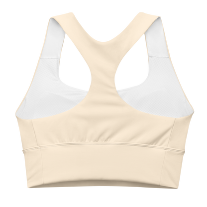 Michigan Upper Peninsula Longline Sports Bra (w/ UP USA Flag) | Champagne White