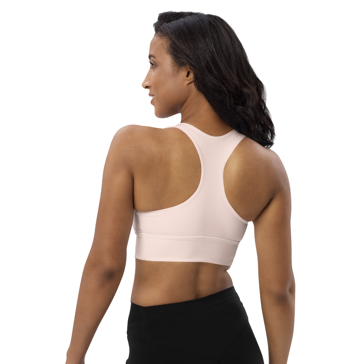 Michigan Upper Peninsula Longline Sports Bra (w/ UP USA Flag) | Champagne Pink