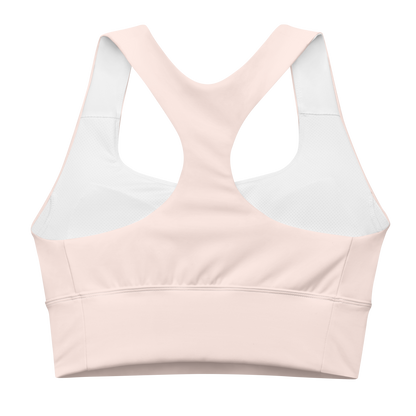 Michigan Upper Peninsula Longline Sports Bra (w/ UP USA Flag) | Champagne Pink