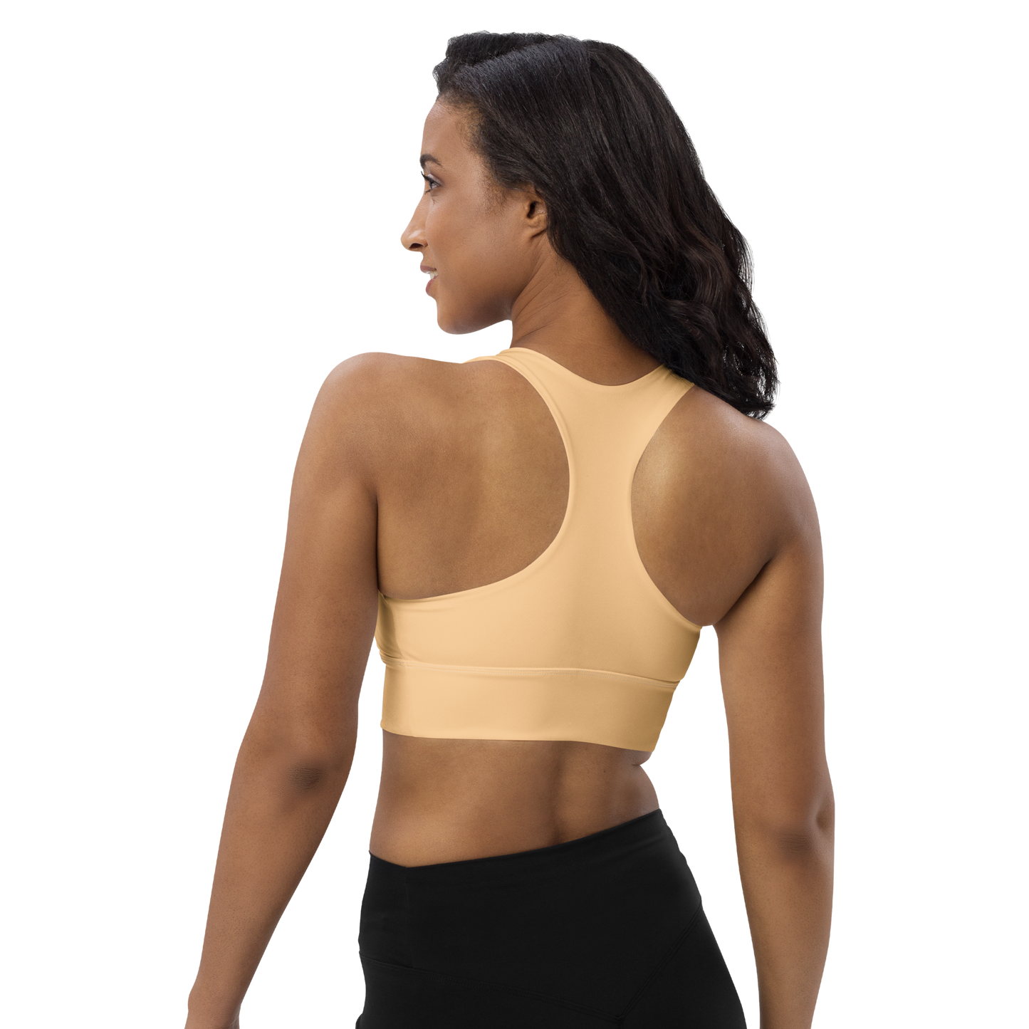 Michigan Upper Peninsula Longline Sports Bra (w/ UP USA Flag) | Pale Apricot