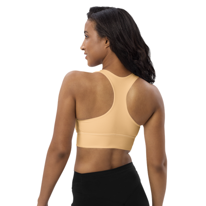 Michigan Upper Peninsula Longline Sports Bra (w/ UP USA Flag) | Pale Apricot