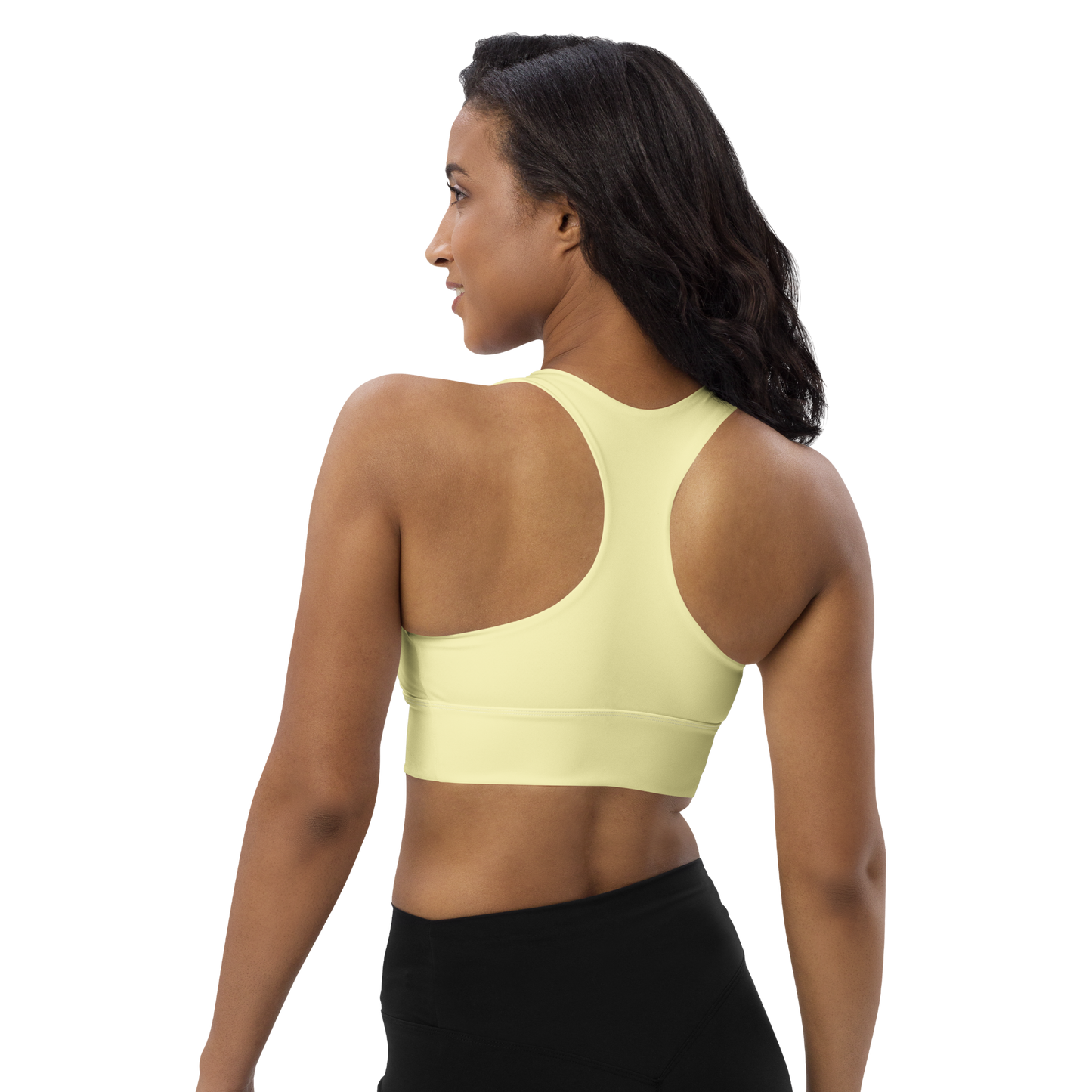 Michigan Upper Peninsula Longline Sports Bra (w/ UP USA Flag) | Canary Yellow