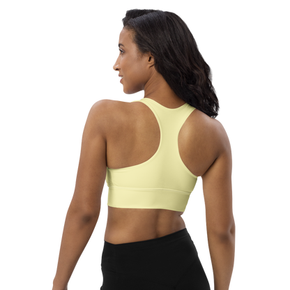 Michigan Upper Peninsula Longline Sports Bra (w/ UP USA Flag) | Canary Yellow