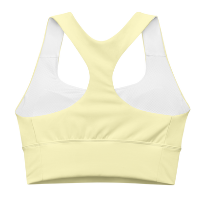 Michigan Upper Peninsula Longline Sports Bra (w/ UP USA Flag) | Canary Yellow