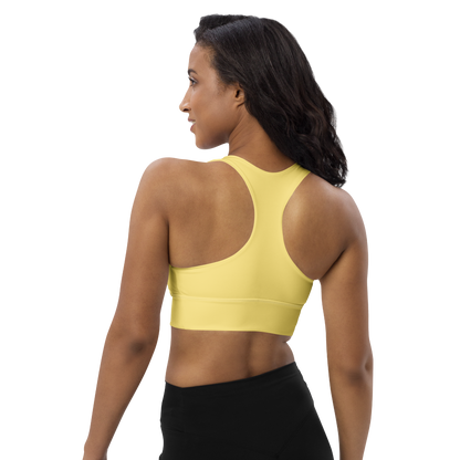 Michigan Upper Peninsula Longline Sports Bra (w/ UP USA Flag) | Cherry Yellow